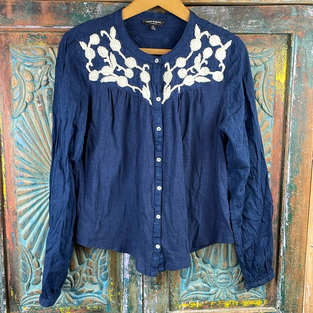 Lucky Brand embroidered blouse